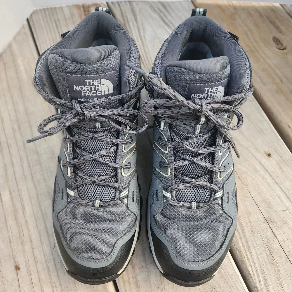 The North Face Womens Gray Hedgehog Fastpack II Mid Waterproof Hiking Shoes Sz10